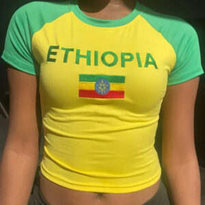 ETHIOPIA T-shirt | O-Neck Short Sleeve Letter Embroidery